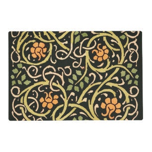 William Morris Black Floral Art Print Design Placemat