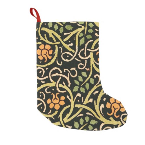 William Morris Black Floral Art Print Design Small Christmas Stocking