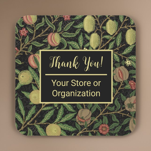 William Morris Black Gold Company Custom Thank You Square Sticker (Creator Uploaded)