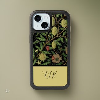 William Morris Black Gold Fruit Pattern Monogram