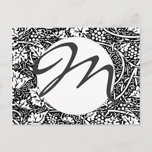 William Morris Black White Grape Postcard