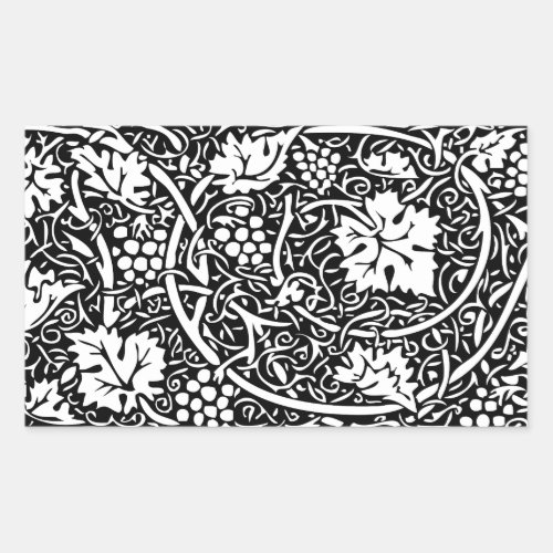 William Morris Black White Grape Rectangular Sticker