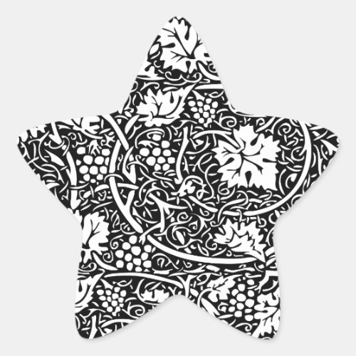 William Morris Black White Grape Star Sticker