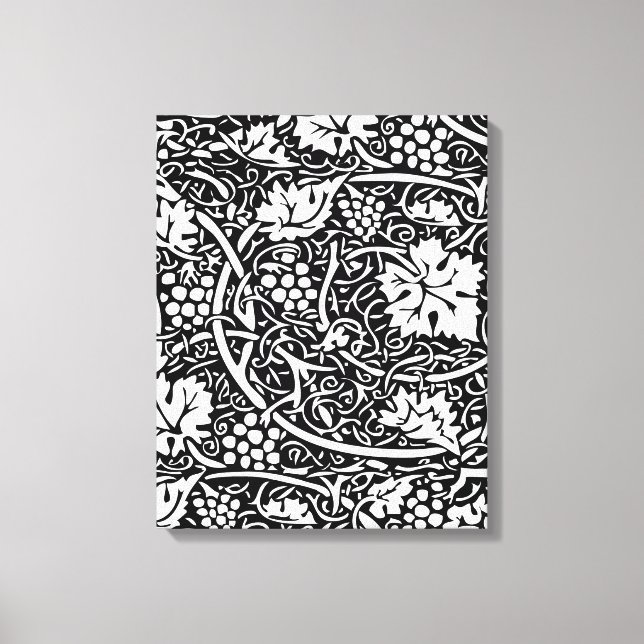 William Morris Black White Grape Vine Canvas Print (Front)