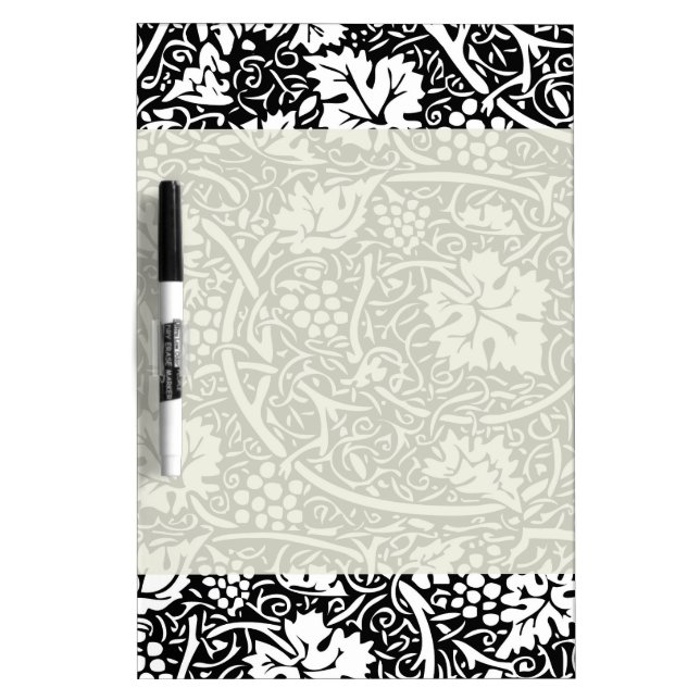 William Morris Black White Grape Vine Dry Erase Board (Front)