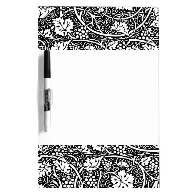 William Morris Black White Grape Vine Dry Erase Board (Front)