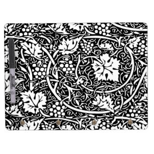 William Morris Black White Grape Vine Dry Erase Board With Keychain Holder