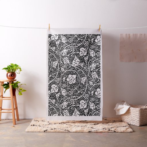 William Morris Black White Grape Vine Fabric