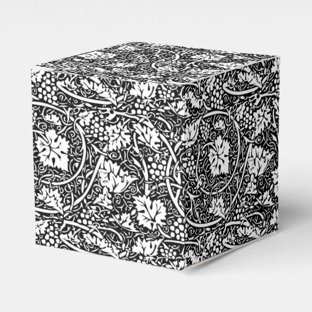 William Morris Black White Grape Vine Favor Boxes (Front Side)