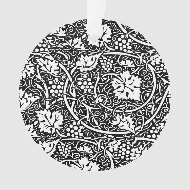 William Morris Black White Grape Vine Ornament (Front)