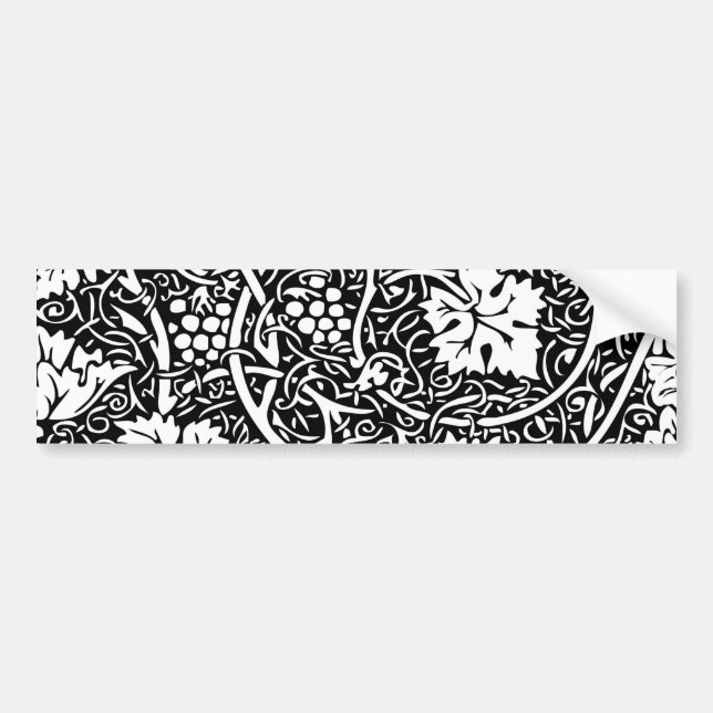 William Morris Black White Grape Vine Pattern Bumper Sticker (Front)
