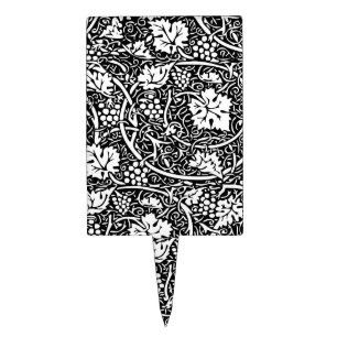 William Morris Black White Grape Vine Pattern Cake Topper