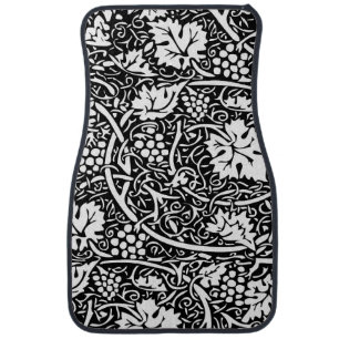 William Morris Black White Grape Vine Pattern Car Mat