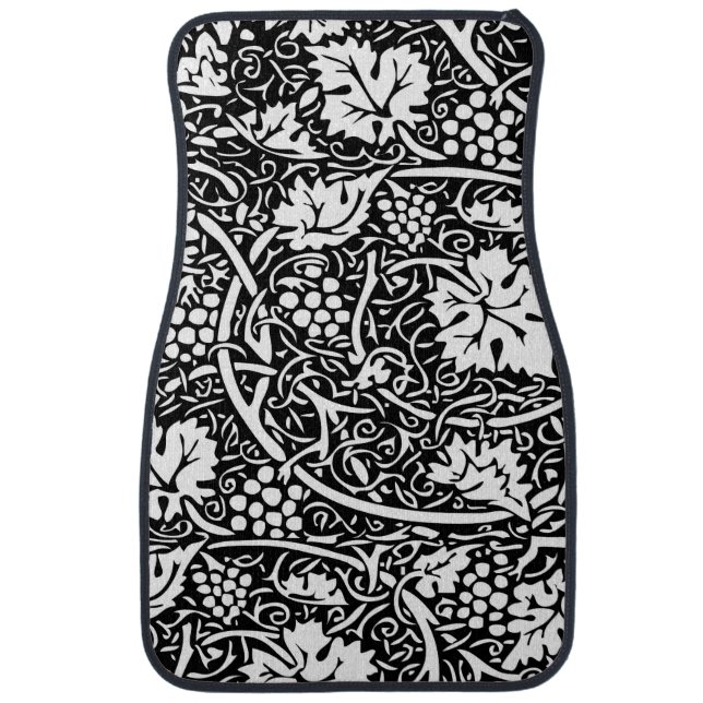 William Morris Black White Grape Vine Pattern Car Mat (Front)