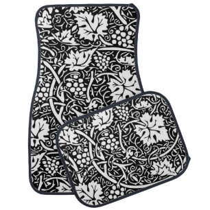 William Morris Black White Grape Vine Pattern Car Mat