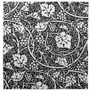William Morris Black White Grape Vine Pattern Cloth Napkin