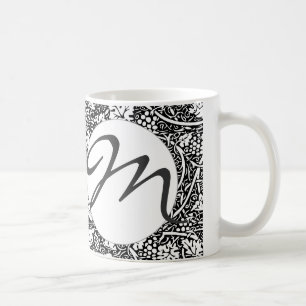 William Morris Black White Grape Vine Pattern Coffee Mug