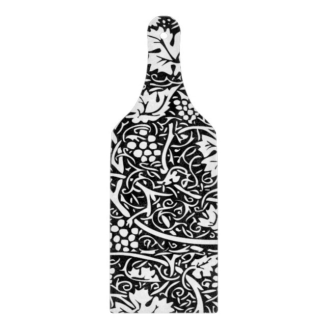 William Morris Black White Grape Vine Pattern Cutting Board (Front)