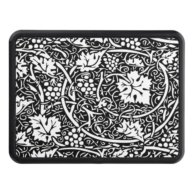 William Morris Black White Grape Vine Pattern Hitch Cover (Front)