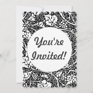 William Morris Black White Grape Vine Pattern Invitation