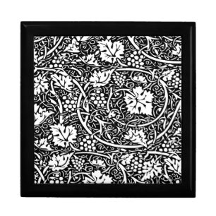 William Morris Black White Grape Vine Pattern Jewelry Box