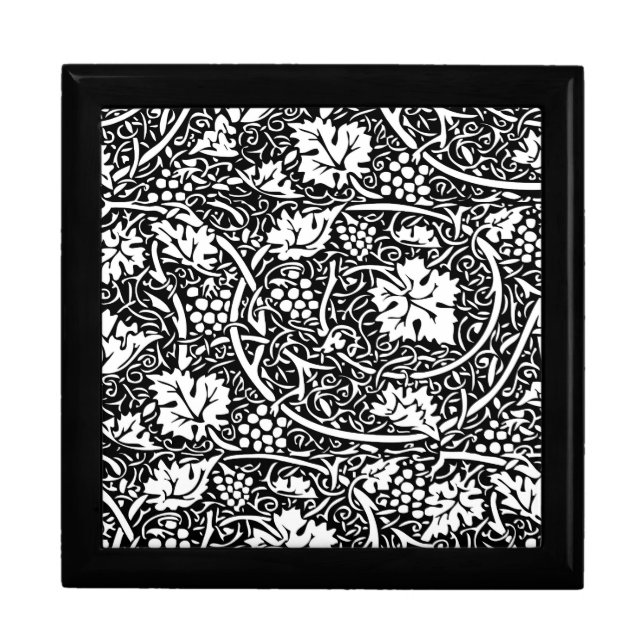 William Morris Black White Grape Vine Pattern Jewelry Box (Front)