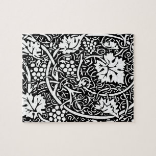 William Morris Black White Grape Vine Pattern Jigsaw Puzzle