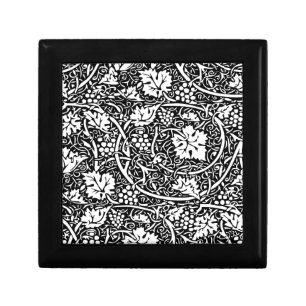 William Morris Black White Grape Vine Pattern Keepsake Box