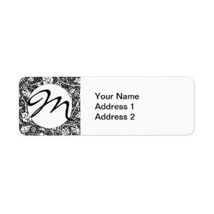 William Morris Black White Grape Vine Pattern Label