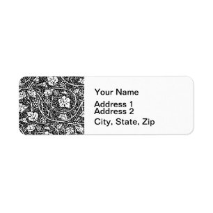 William Morris Black White Grape Vine Pattern Label