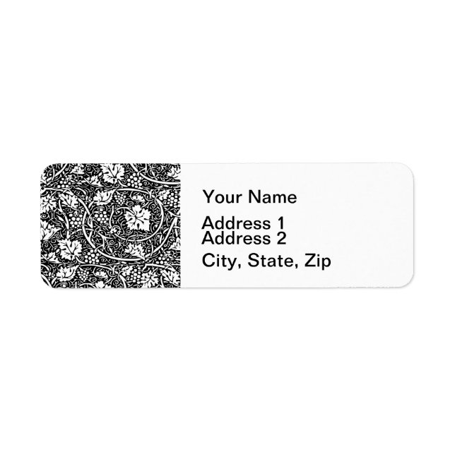 William Morris Black White Grape Vine Pattern Label (Front)