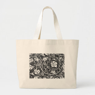 William Morris Black White Grape Vine Pattern Large Tote Bag