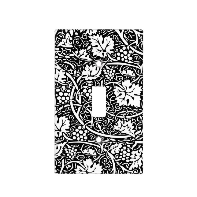 William Morris Black White Grape Vine Pattern Light Switch Cover (Front)