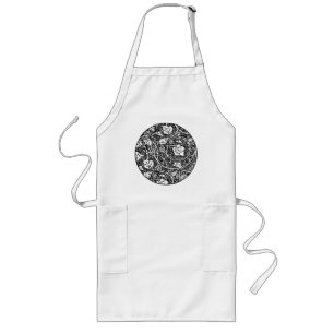 William Morris Black White Grape Vine Pattern Long Apron