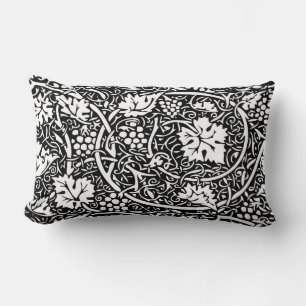William Morris Black White Grape Vine Pattern Lumbar Pillow