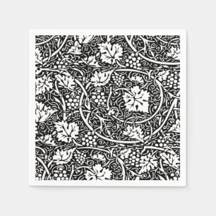 William Morris Black White Grape Vine Pattern Napkins