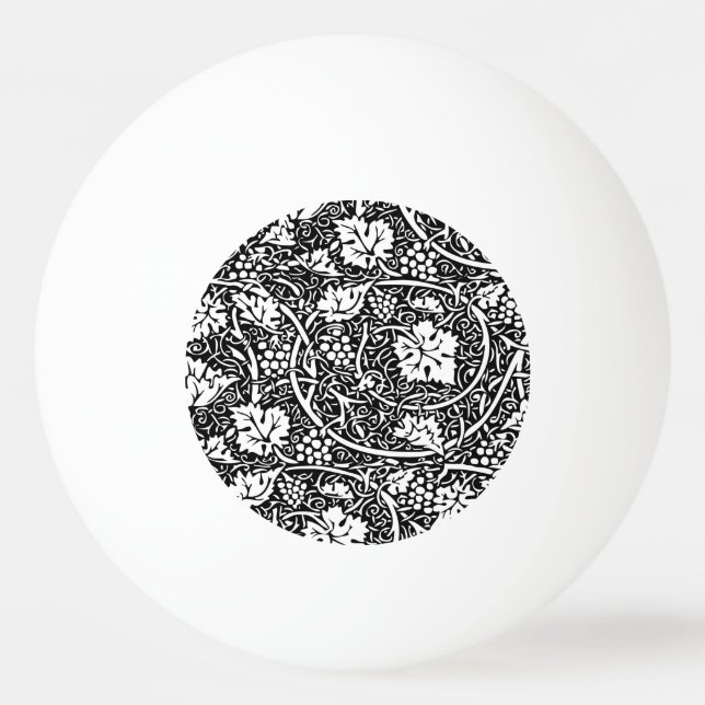 William Morris Black White Grape Vine Pattern Ping Pong Ball (Front)