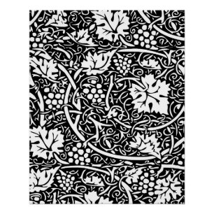William Morris Black White Grape Vine Pattern Poster