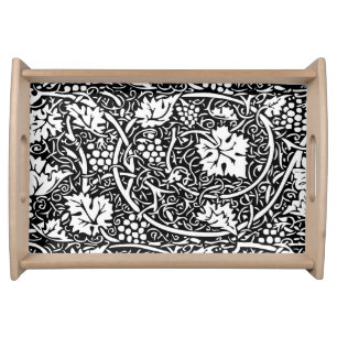 William Morris Black White Grape Vine Pattern Serving Tray