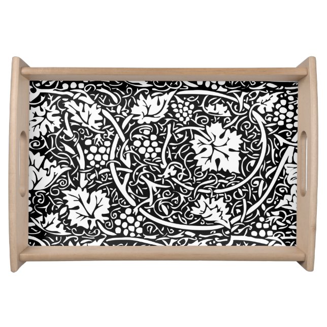 William Morris Black White Grape Vine Pattern Serving Tray (Front)