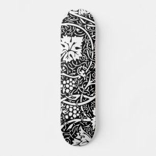 William Morris Black White Grape Vine Pattern Skateboard
