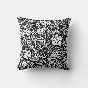 William Morris Black White Grape Vine Pattern Throw Pillow