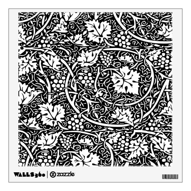 William Morris Black White Grape Vine Pattern Wall Decal (Front)