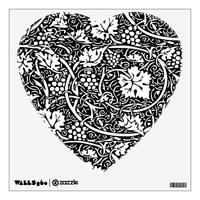 William Morris Black White Grape Vine Pattern Wall Sticker (Front)