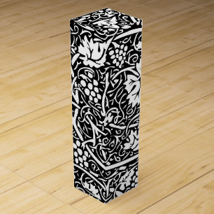 William Morris Black White Grape Vine Pattern Wine Gift Box