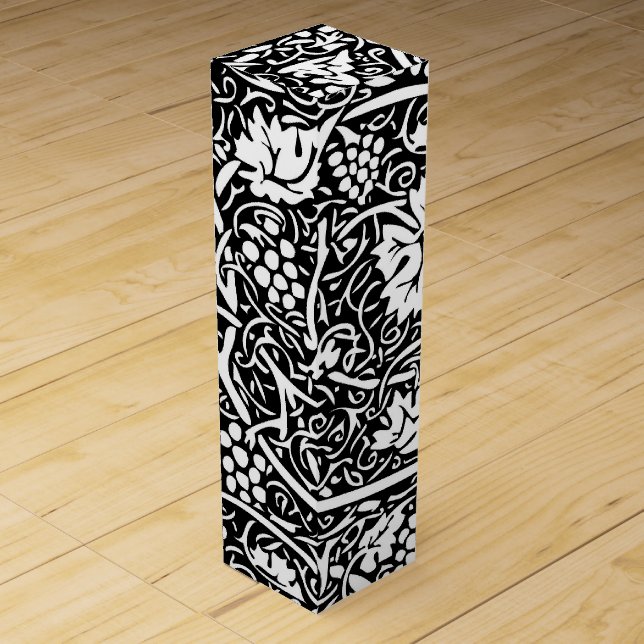 William Morris Black White Grape Vine Pattern Wine Gift Box (Front)