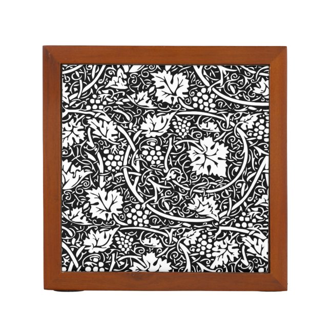 William Morris Black White Grape Vine Pencil Holder (Front)