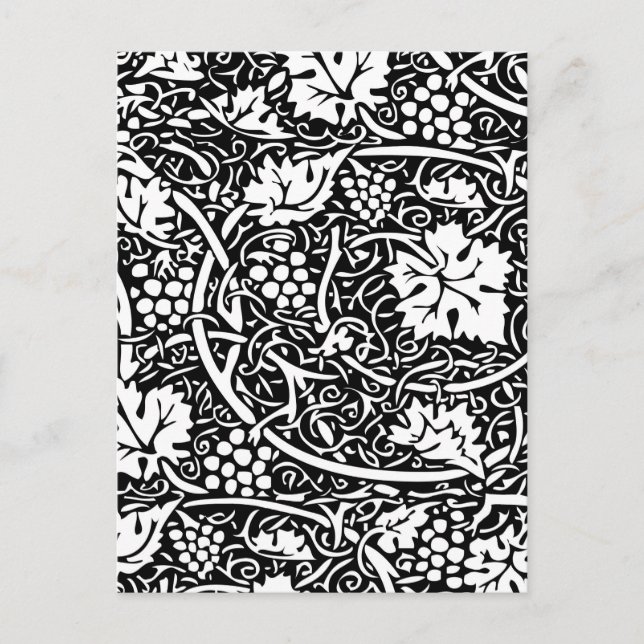 William Morris Black White Grape Vine Postcard (Front)
