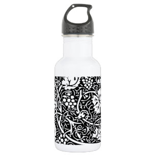 William Morris Black White Grape Vine Stainless Steel Water Bottle