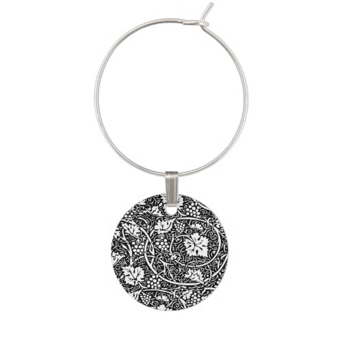 William Morris Black White Grape Wine Glass Charm